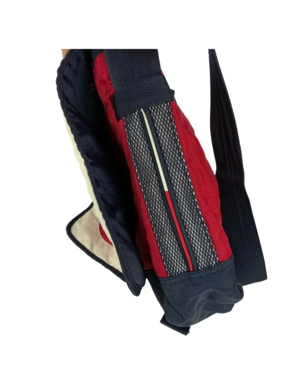 Vintage Tommy Hilfiger Messenger Book Bag Red Blue Spellout Patriotic